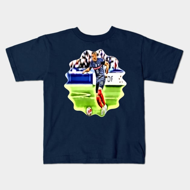 Kylian Mbappe Champion World 2022 Kids T-Shirt by Lebihanto